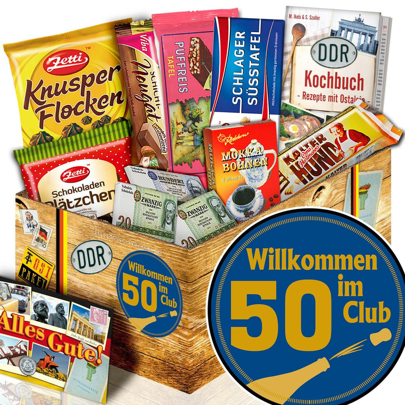 Wilkommen im Club 50 - Geschenkset Ostpaket "Schokoladenbox M" - Ossiladen I Ostprodukte Versand