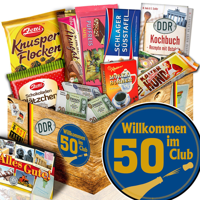 Wilkommen im Club 50 - Geschenkset Ostpaket "Schokoladenbox M" - Ossiladen I Ostprodukte Versand