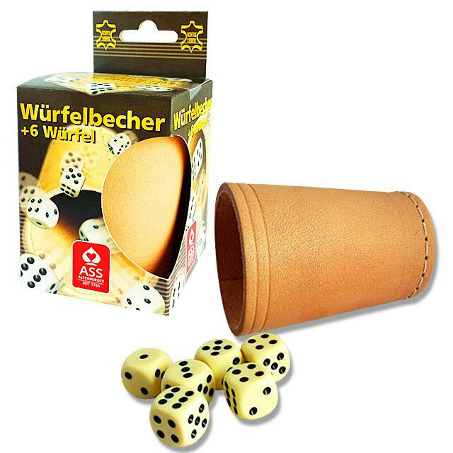 Würfelbecher ASS + 6 Würfel
