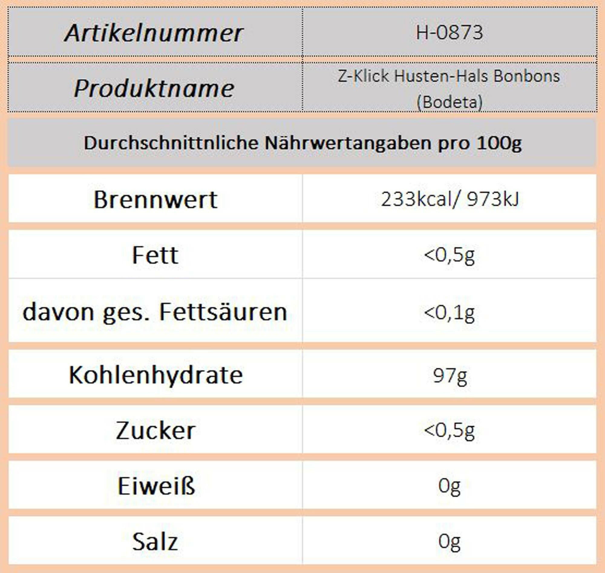 Z-Klick Husten-Hals Bonbons (Bodeta) - Ossiladen I Ostprodukte Versand