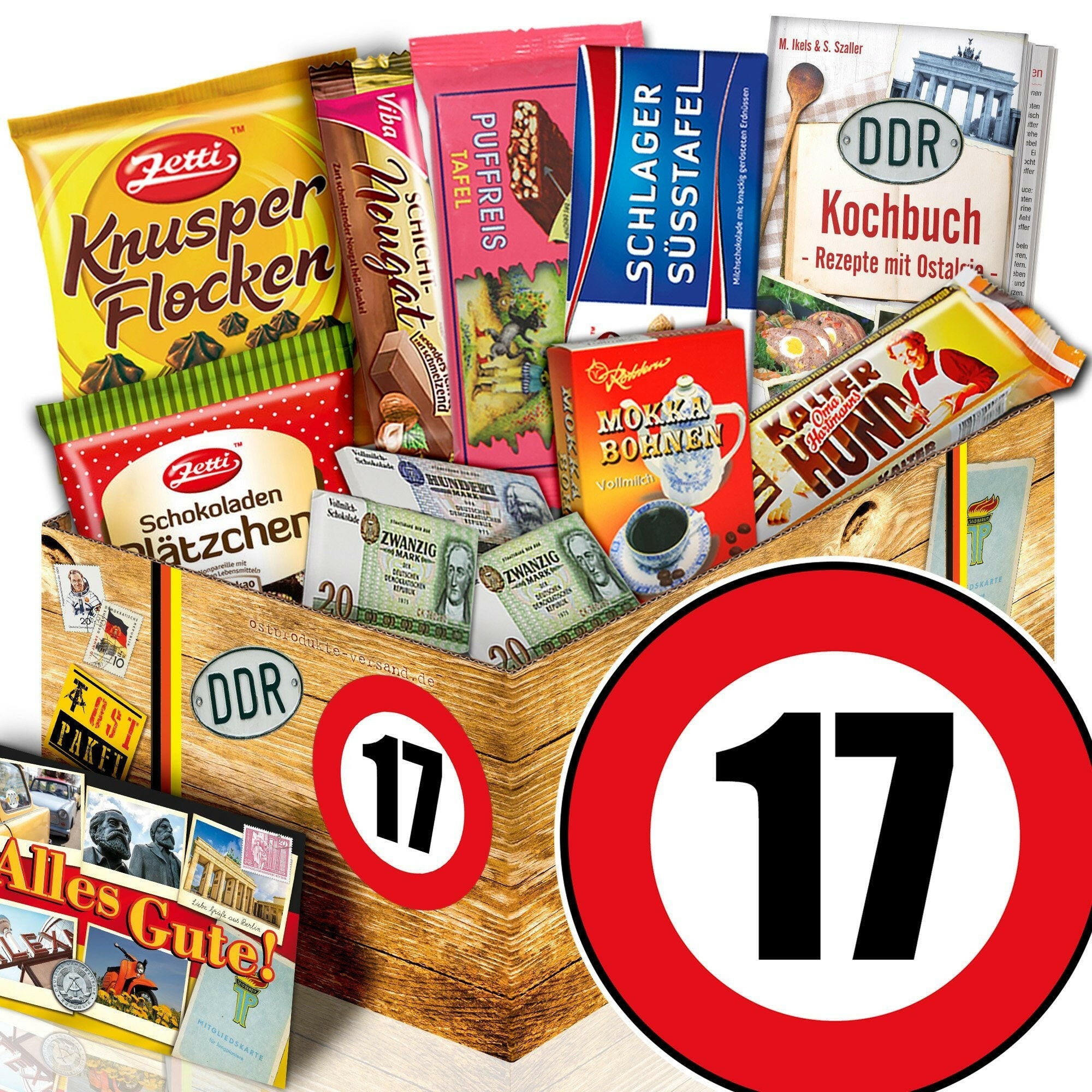 Zahl 17 - Geschenkset Ostpaket "Schokoladenbox M" - Ossiladen I Ostprodukte Versand