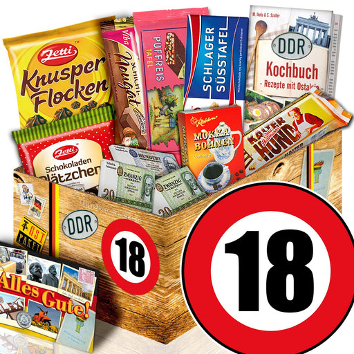 Zahl 18 - Geschenkset Ostpaket "Schokoladenbox M" - Ossiladen I Ostprodukte Versand
