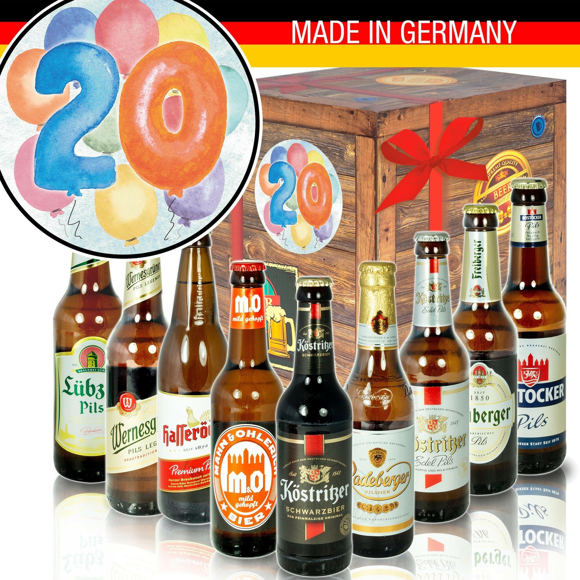 Zahl 20 - Geschenkbox "Ostbiere" 9er Set - Ossiladen I Ostprodukte Versand