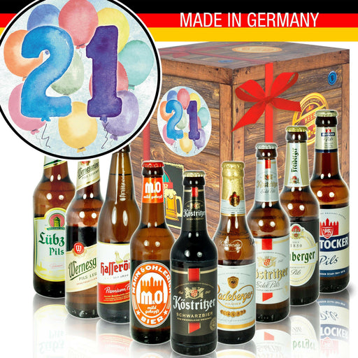 Zahl 21 - Geschenkbox "Ostbiere" 9er Set - Ossiladen I Ostprodukte Versand