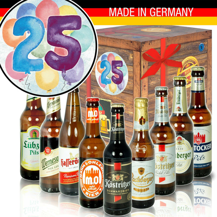 Zahl 25 - Geschenkbox "Ostbiere" 9er Set - Ossiladen I Ostprodukte Versand