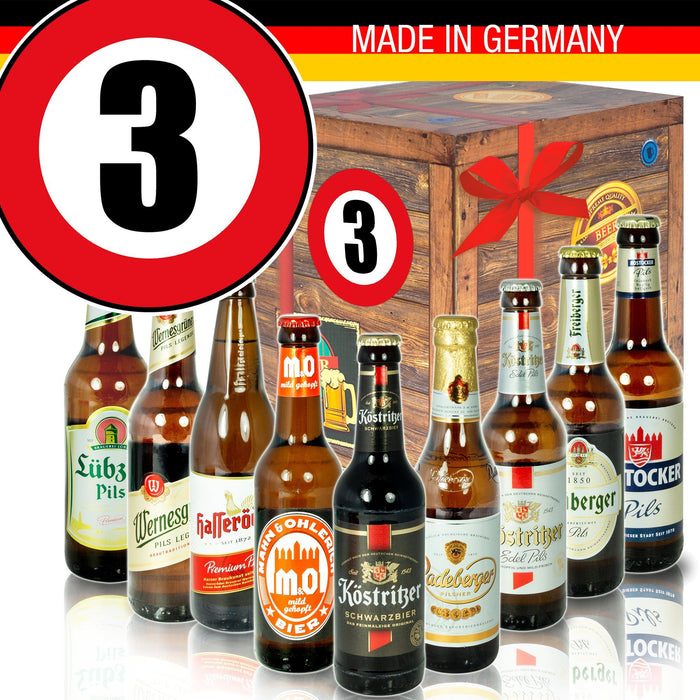 Zahl 3 - Bier Geschenk Set "Ostbiere" 9er Set - Ossiladen I Ostprodukte Versand
