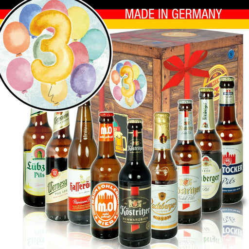Zahl 3 - Geschenkbox "Ostbiere" 9er Set - Ossiladen I Ostprodukte Versand