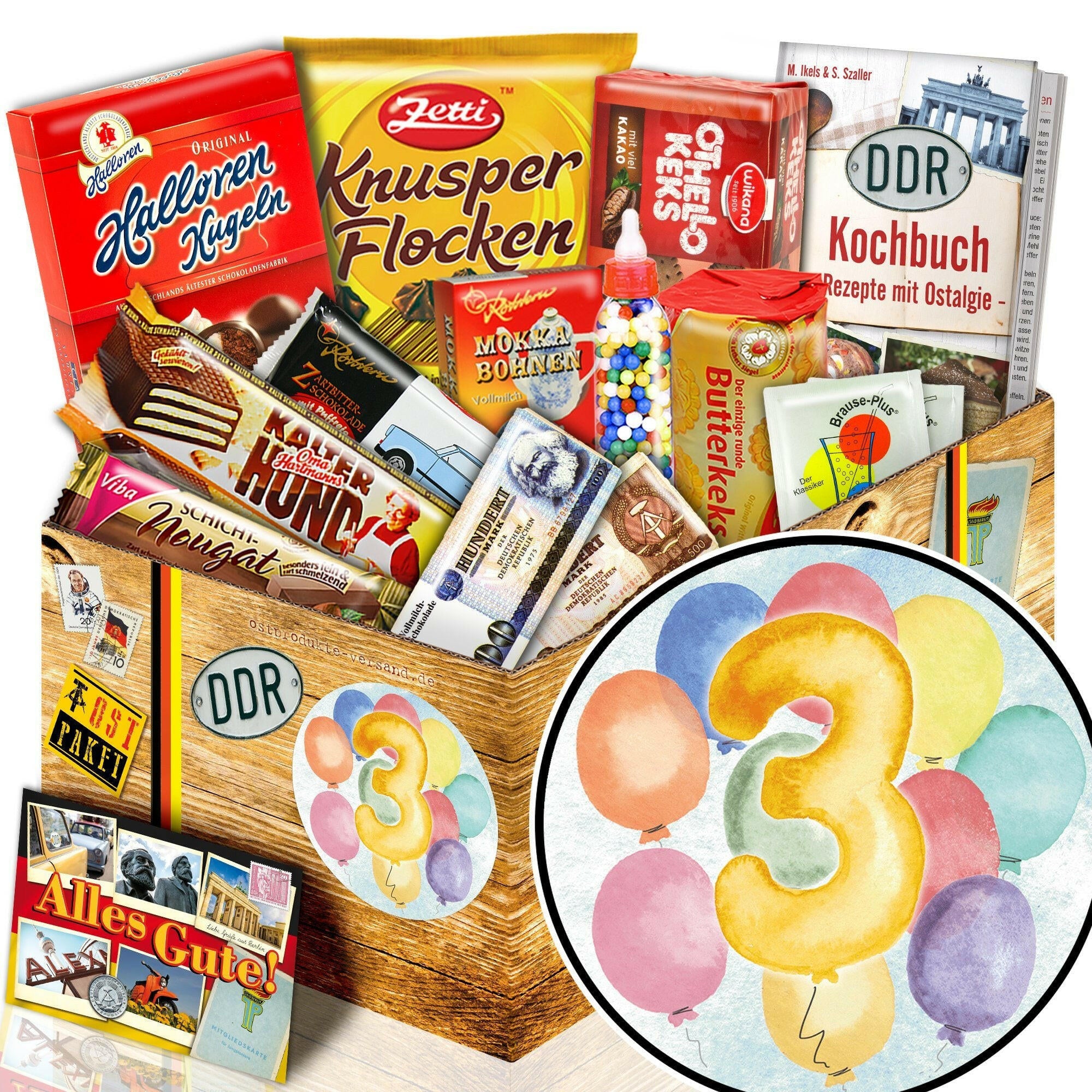 Zahl 3 - Süßigkeiten Set DDR L - Ossiladen I Ostprodukte Versand