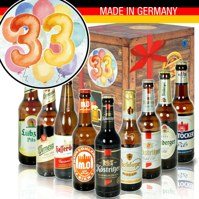 Zahl 33 - Geschenkbox "Ostbiere" 9er Set - Ossiladen I Ostprodukte Versand