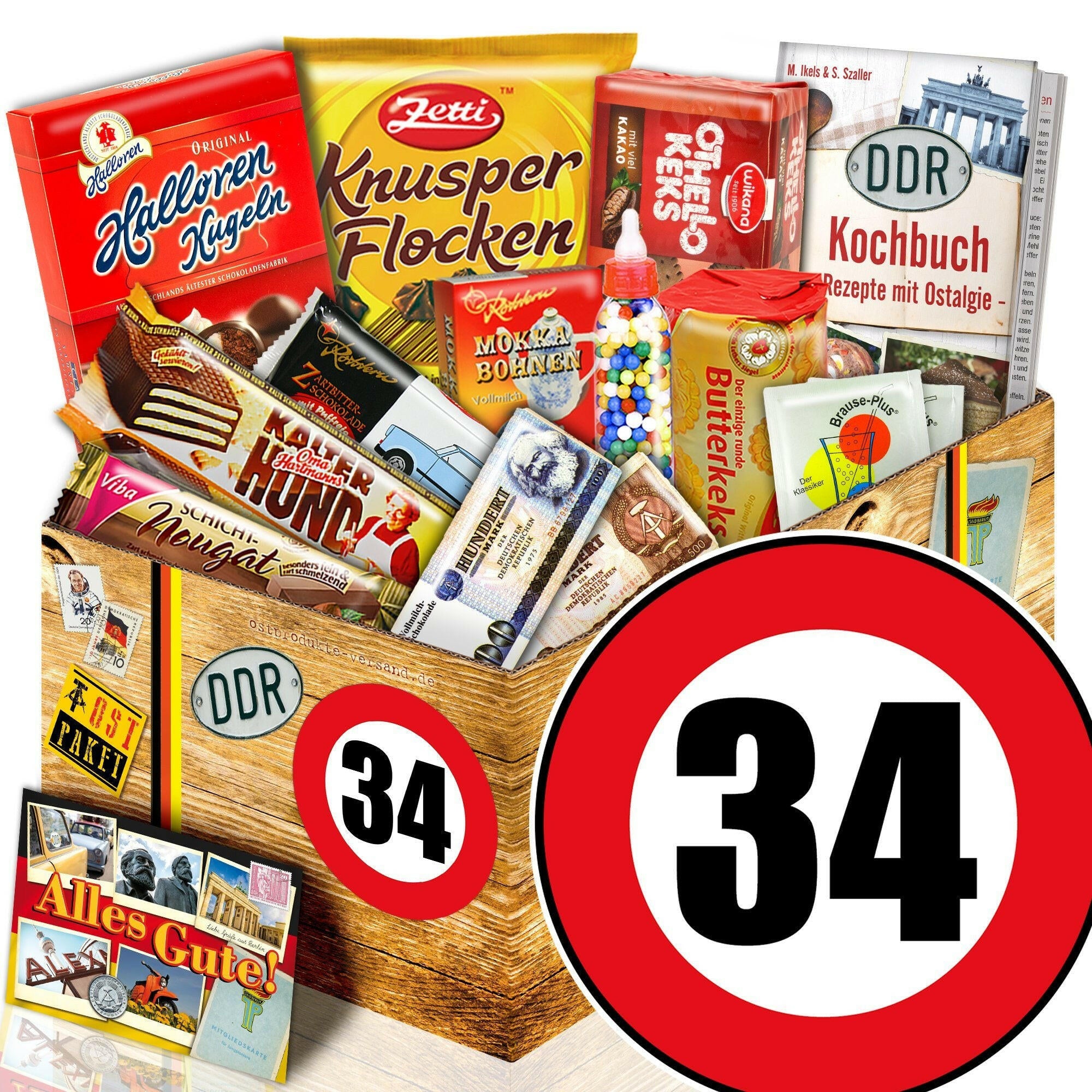 Zahl 34 - Süßigkeiten Set DDR L - Ossiladen I Ostprodukte Versand