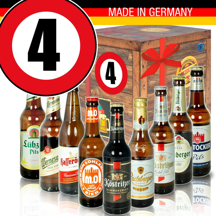 Zahl 4 - Bier Geschenk Set "Ostbiere" 9er Set - Ossiladen I Ostprodukte Versand