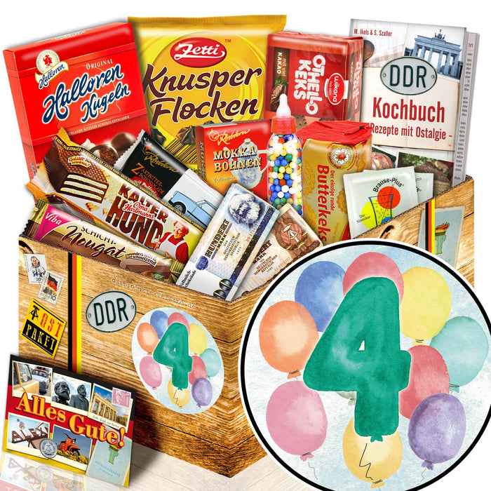 Zahl 4 - Süßigkeiten Set DDR L - Ossiladen I Ostprodukte Versand