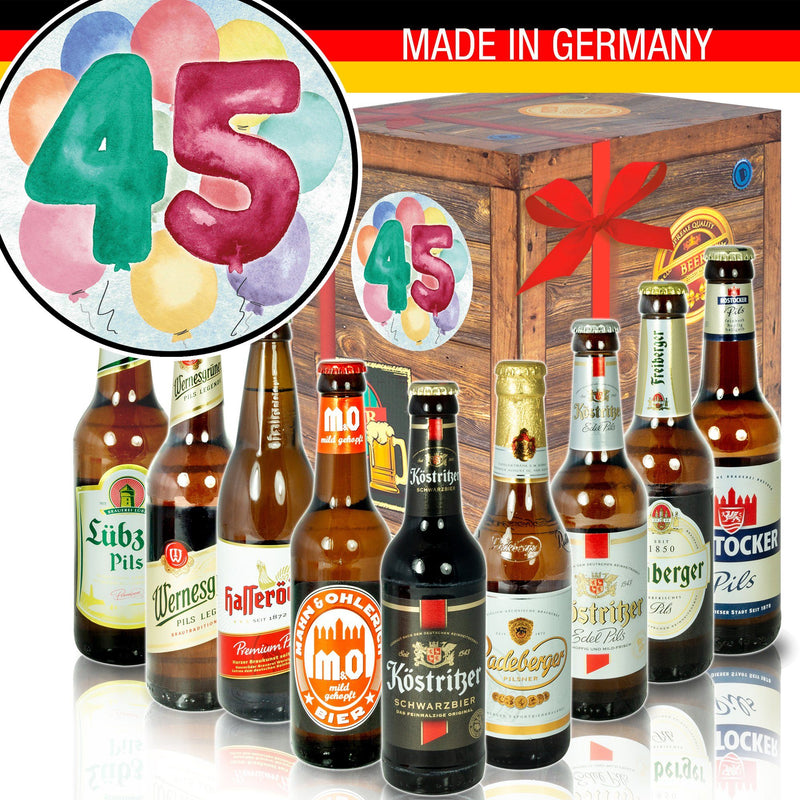 Zahl 45 - Geschenkbox "Ostbiere" 9er Set - Ossiladen I Ostprodukte Versand