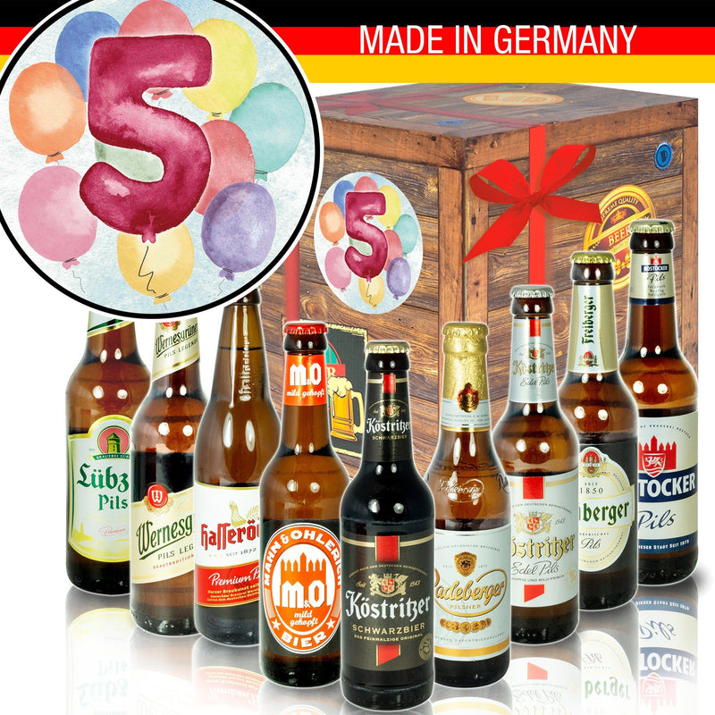 Zahl 5 - Geschenkbox "Ostbiere" 9er Set - Ossiladen I Ostprodukte Versand