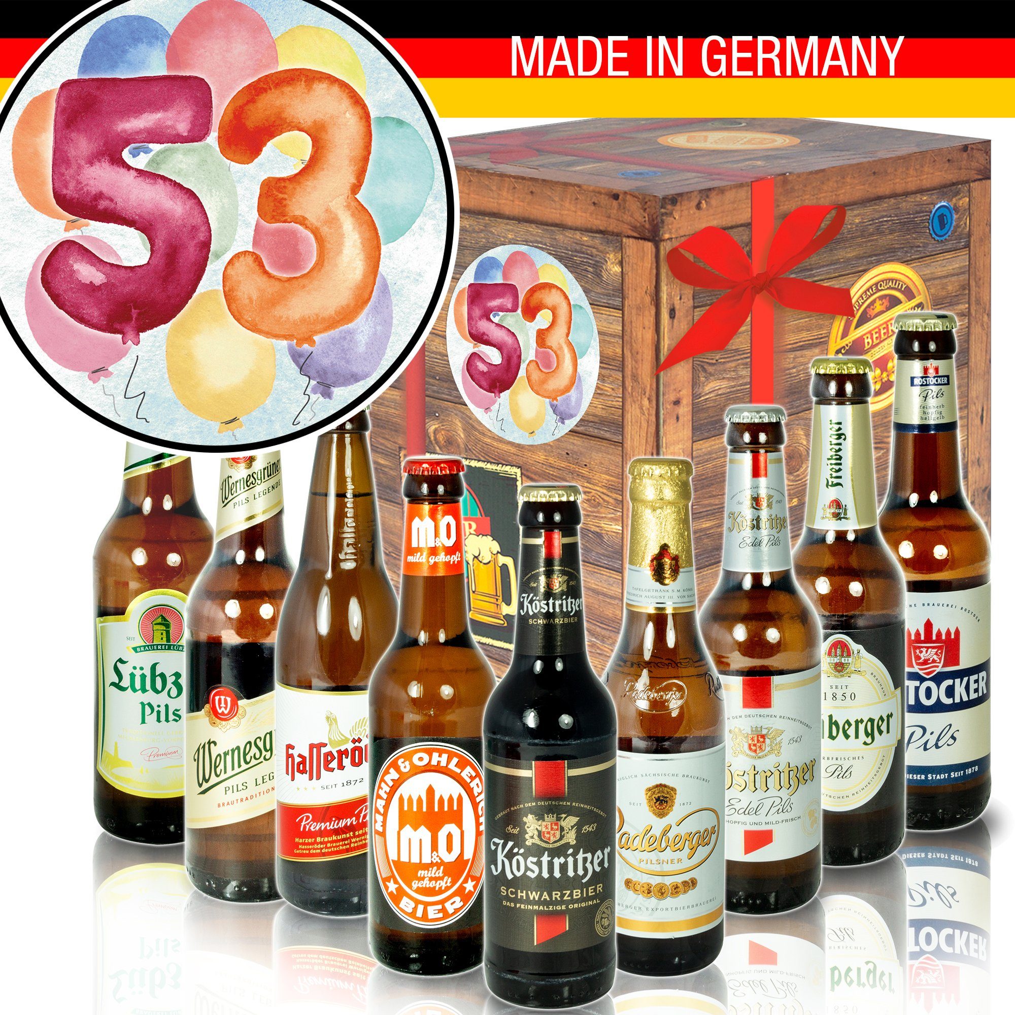 Zahl 53 - Geschenkbox "Ostbiere" 9er Set - Ossiladen I Ostprodukte Versand