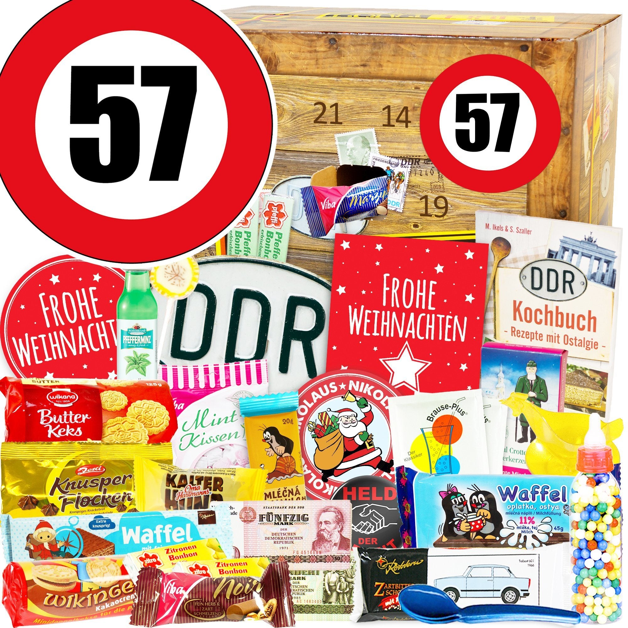 Zahl 57 - DDR Adventskalender - Ossiladen I Ostprodukte Versand