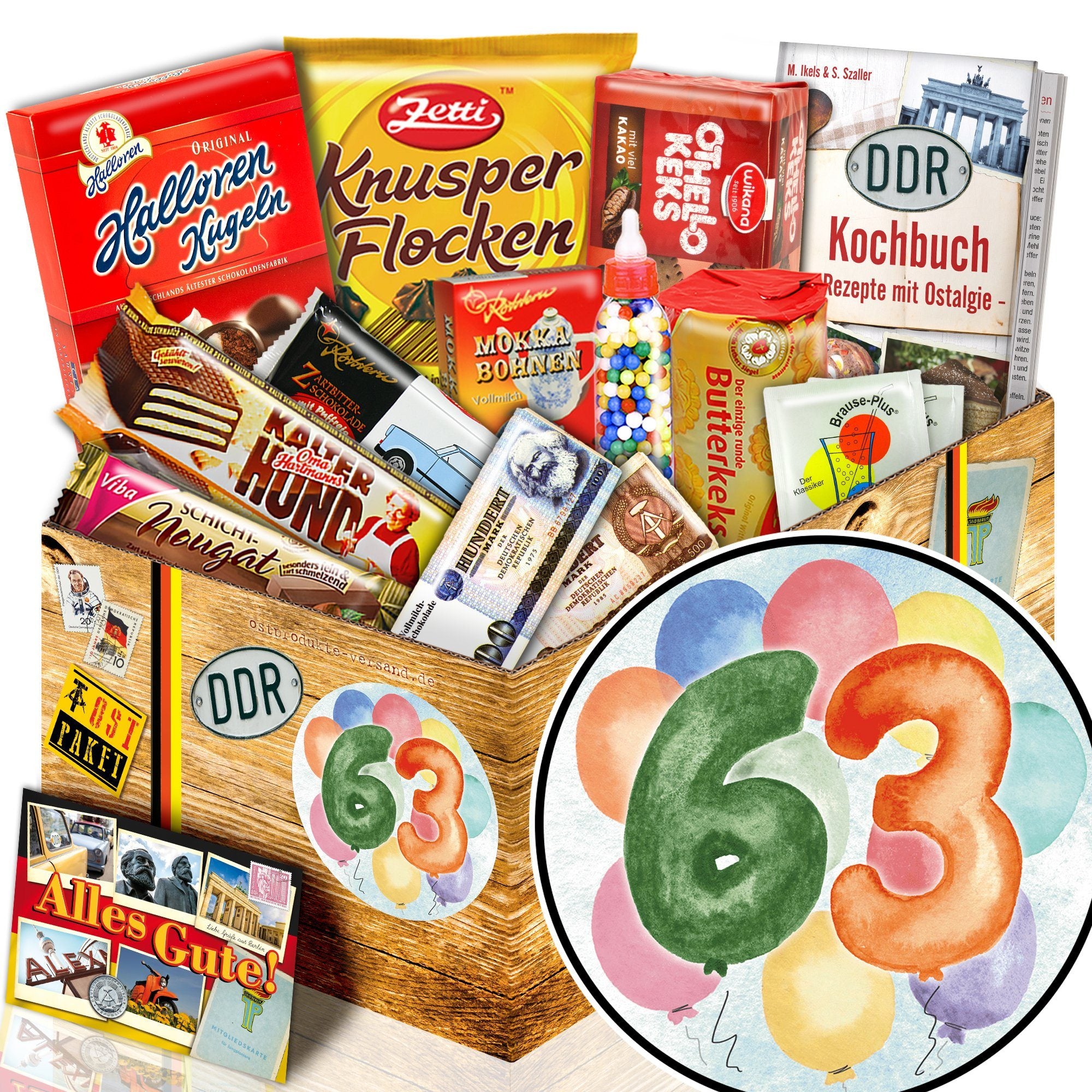 Zahl 63 - Süßigkeiten Set DDR L - Ossiladen I Ostprodukte Versand