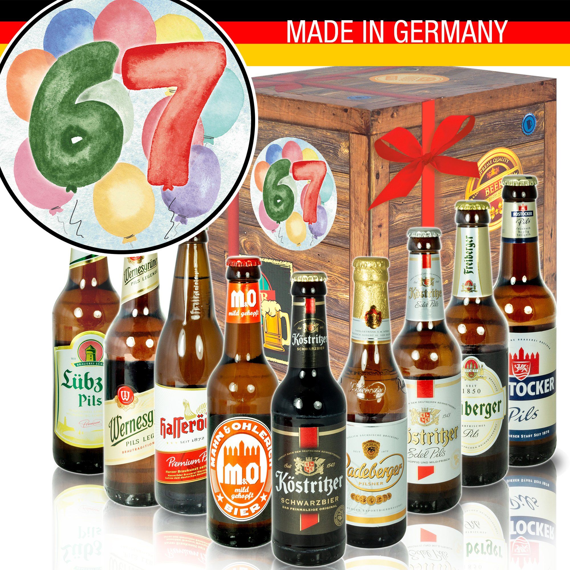 Zahl 67 - Geschenkbox "Ostbiere" 9er Set - Ossiladen I Ostprodukte Versand
