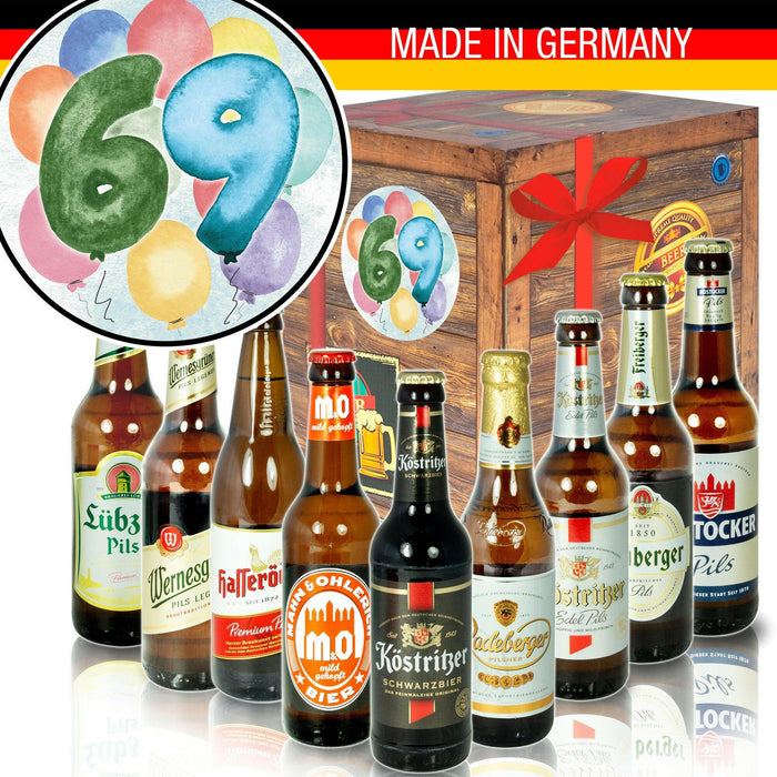 Zahl 69 - Geschenkbox "Ostbiere" 9er Set - Ossiladen I Ostprodukte Versand