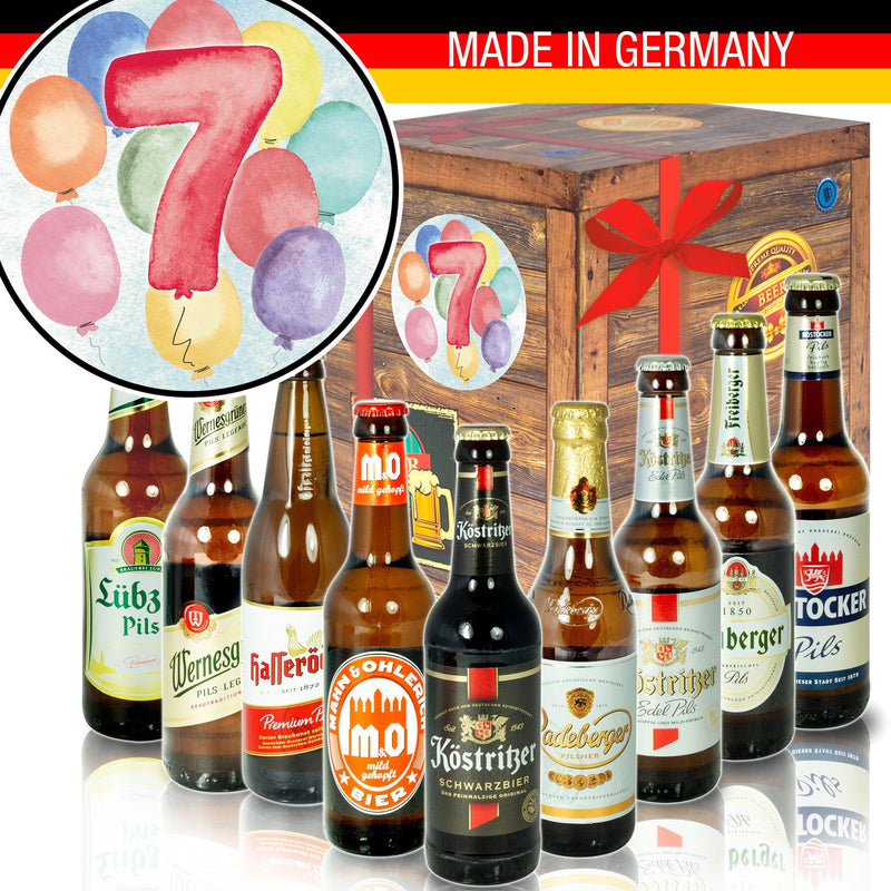 Zahl 7 - Geschenkbox "Ostbiere" 9er Set - Ossiladen I Ostprodukte Versand