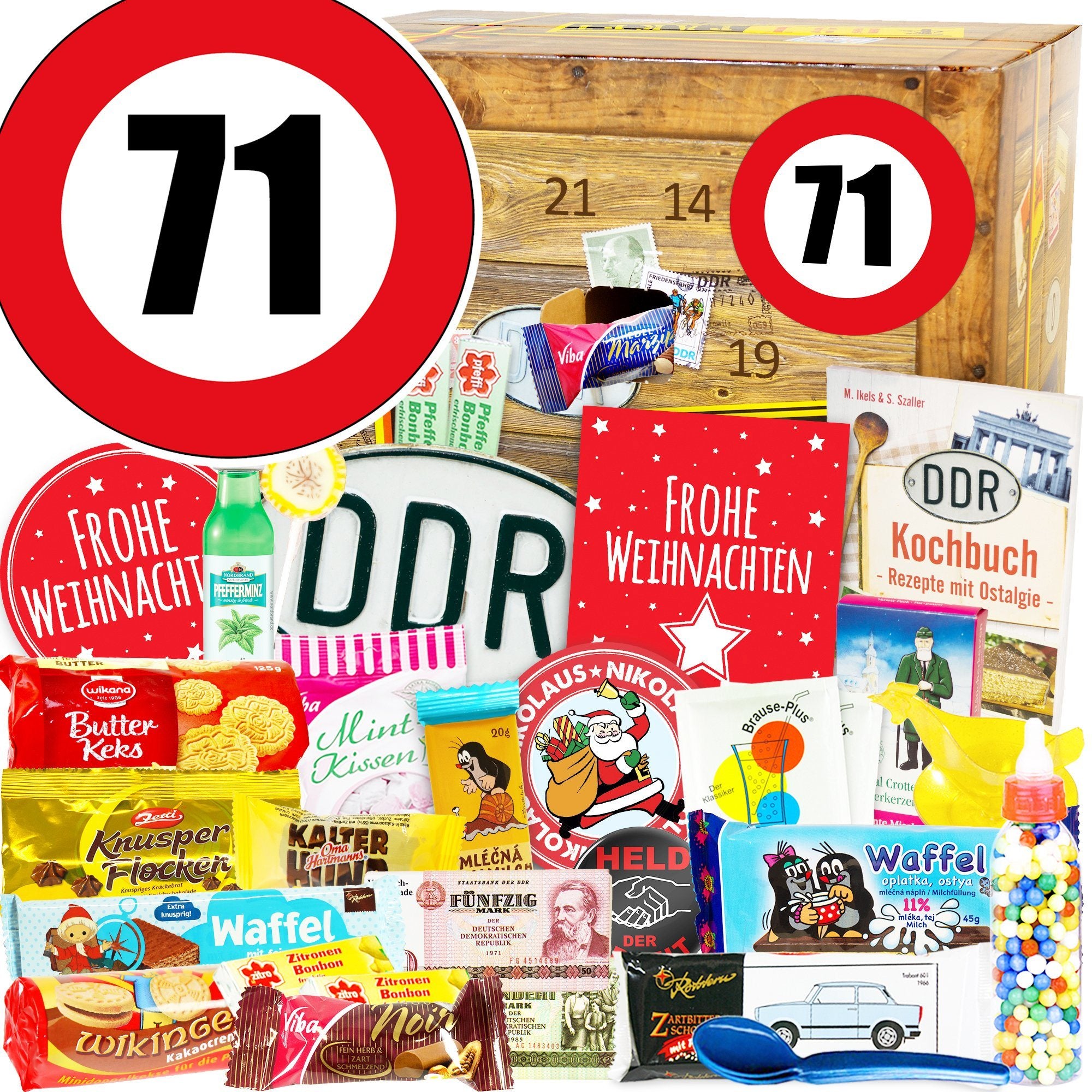 Zahl 71 - DDR Adventskalender - Ossiladen I Ostprodukte Versand