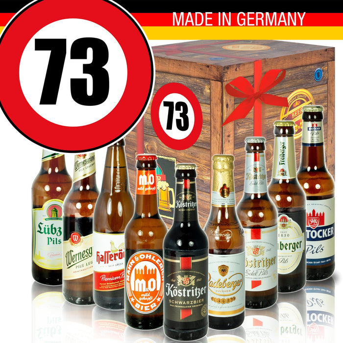Zahl 73 - Bier Geschenk Set "Ostbiere" 9er Set - Ossiladen I Ostprodukte Versand