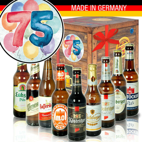 Zahl 75 - Geschenkbox "Ostbiere" 9er Set - Ossiladen I Ostprodukte Versand