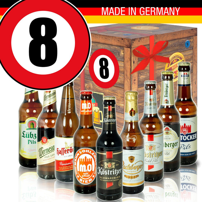 Zahl 8 - Bier Geschenk Set "Ostbiere" 9er Set - Ossiladen I Ostprodukte Versand