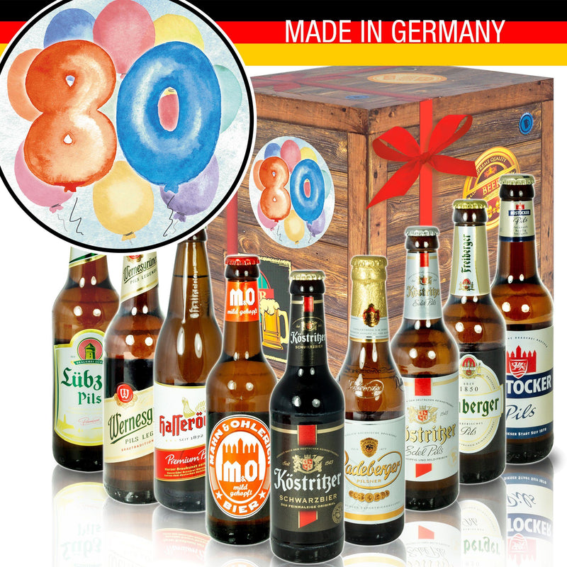 Zahl 80 - Geschenkbox "Ostbiere" 9er Set - Ossiladen I Ostprodukte Versand