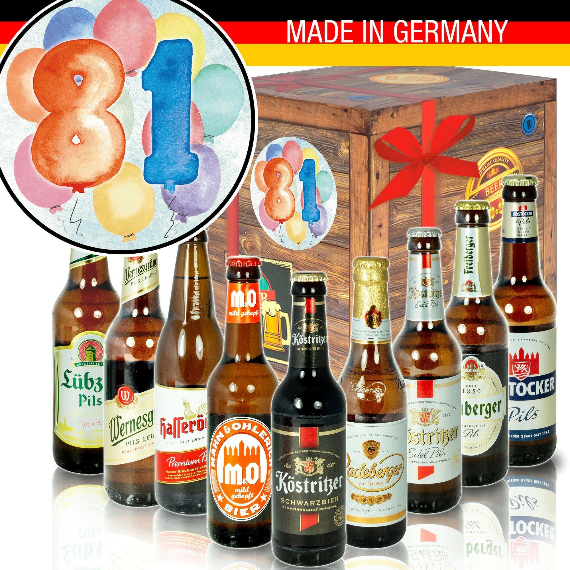 Zahl 81 - Geschenkbox "Ostbiere" 9er Set - Ossiladen I Ostprodukte Versand