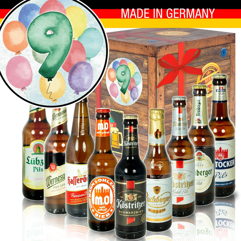 Zahl 9 - Geschenkbox "Ostbiere" 9er Set - Ossiladen I Ostprodukte Versand