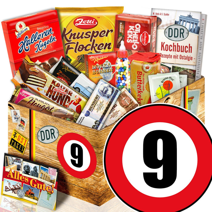 Zahl 9 - Süßigkeiten Set DDR L - Ossiladen I Ostprodukte Versand