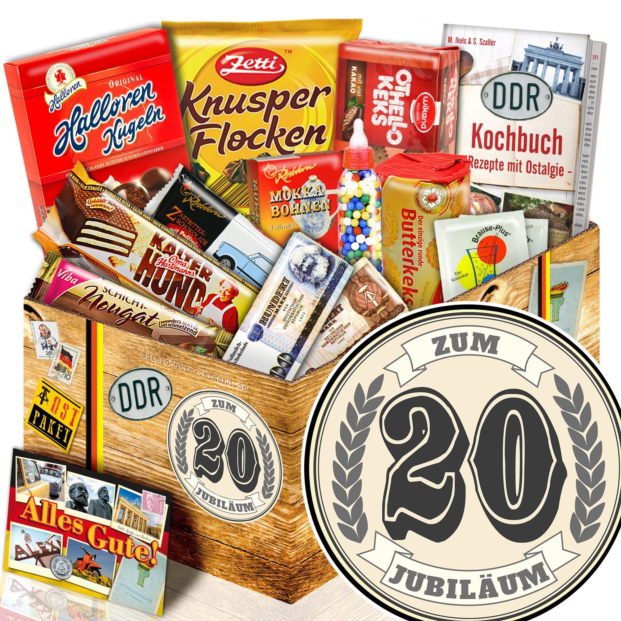 Zum 20 Jubiläum - Süßigkeiten Set DDR L - Ossiladen I Ostprodukte Versand