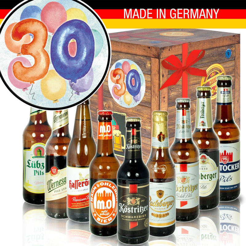 Zum 30. Geburtstag - Geschenkbox "Ostbiere" 9er Set - Ossiladen I Ostprodukte Versand