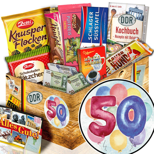 Zum 50. Geburtstag - Geschenkset Ostpaket "Schokoladenbox M" - Ossiladen I Ostprodukte Versand