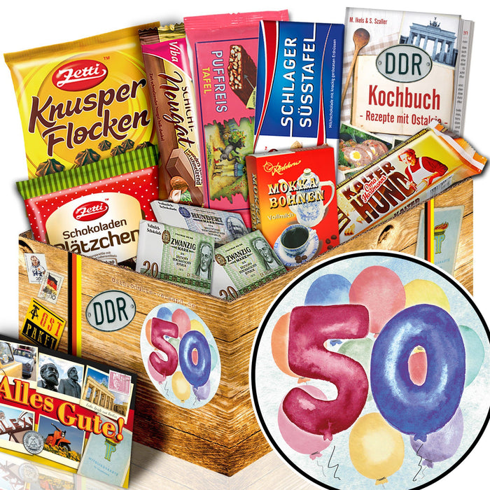 Zum 50. Geburtstag - Geschenkset Ostpaket "Schokoladenbox M" - Ossiladen I Ostprodukte Versand