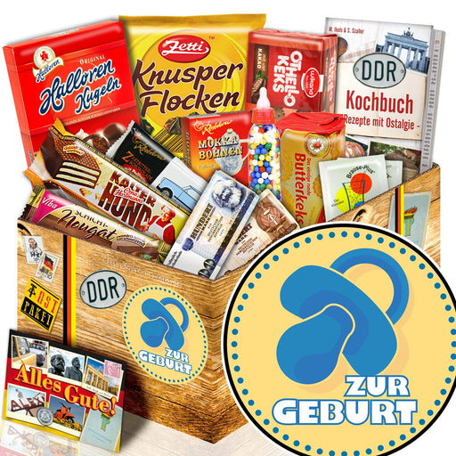 Zur Geburt blau - Süßigkeiten Set DDR L - Ossiladen I Ostprodukte Versand