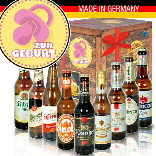 Zur Geburt rosa - Geschenkbox "Ostbiere" 9er Set - Ossiladen I Ostprodukte Versand