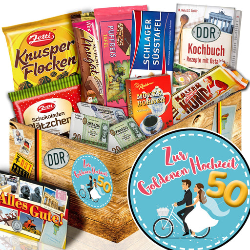Zur Goldenen Hochzeit - Geschenkset Ostpaket "Schokoladenbox M" - Ossiladen I Ostprodukte Versand