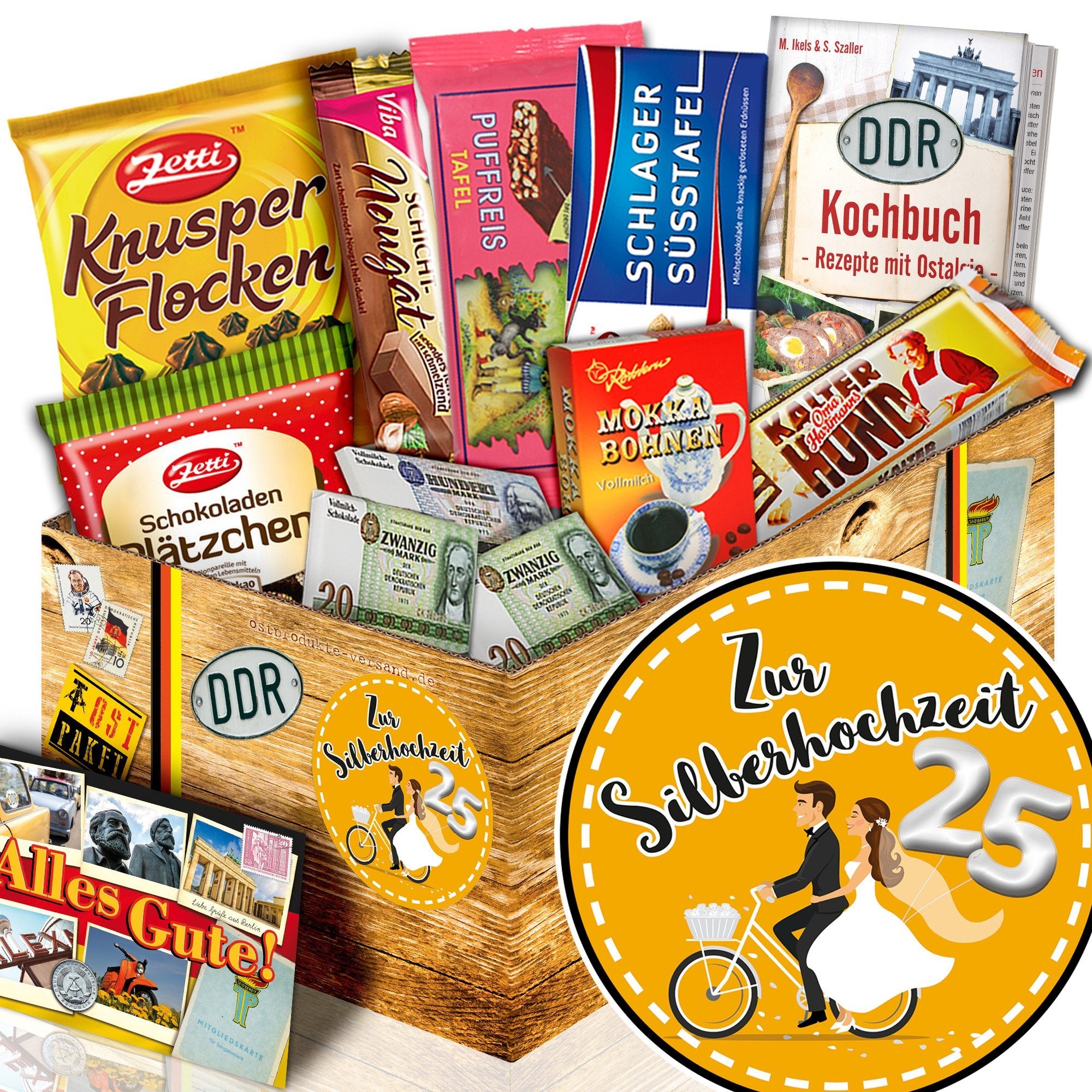 Zur Silberhochzeit - Geschenkset Ostpaket "Schokoladenbox M" - Ossiladen I Ostprodukte Versand